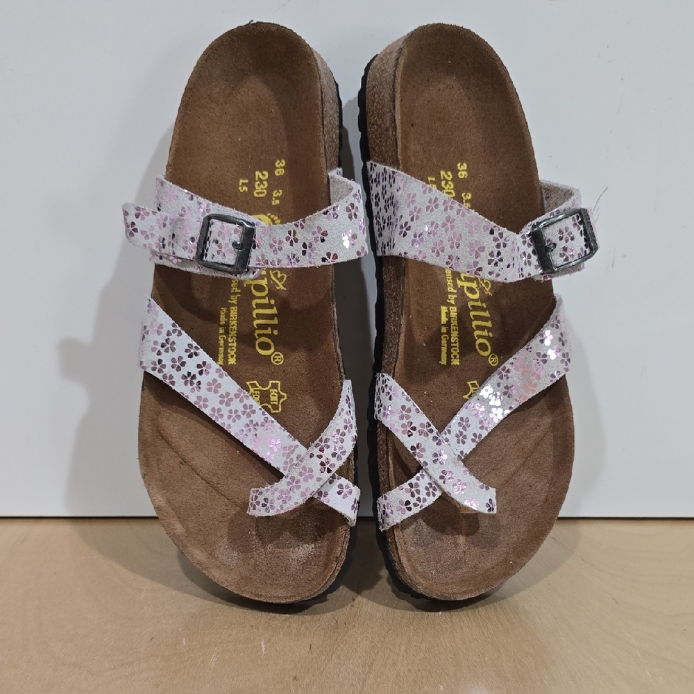 🪻Papillio Kids White & Pink Floral Buckle Sandals